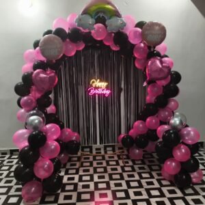 🎈✨ Pink & Black Glam Birthday Setup