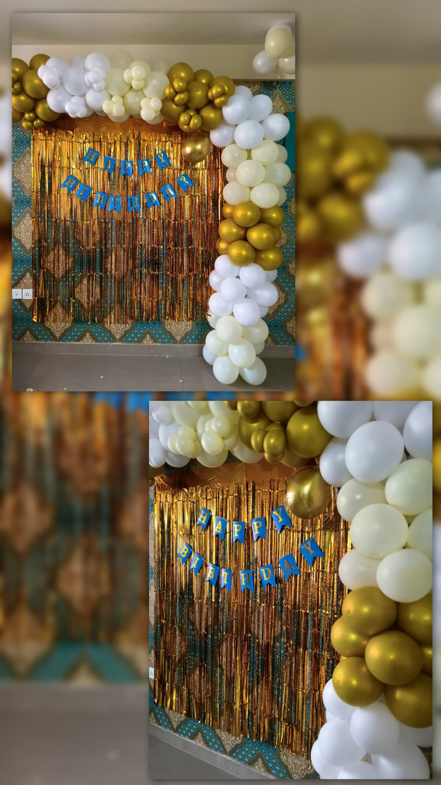 Elegant White & Gold Balloon Birthday Decoration - Image 3