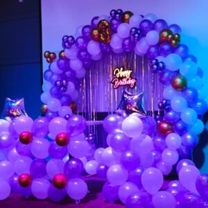 Royal Purple 3rd Birthday Balloon Decor – Star & Flower Theme