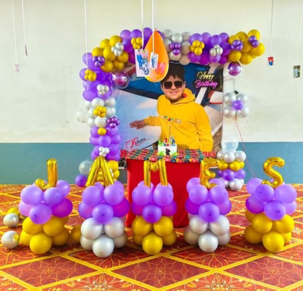Custom Name Birthday Decor – Vibrant Photo Backdrop with Balloon Name Blocks