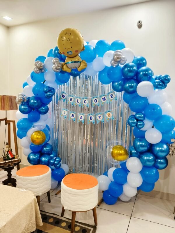 Blue Baby Welcome Decor – Adorable Home Setup for Newborn Celebration